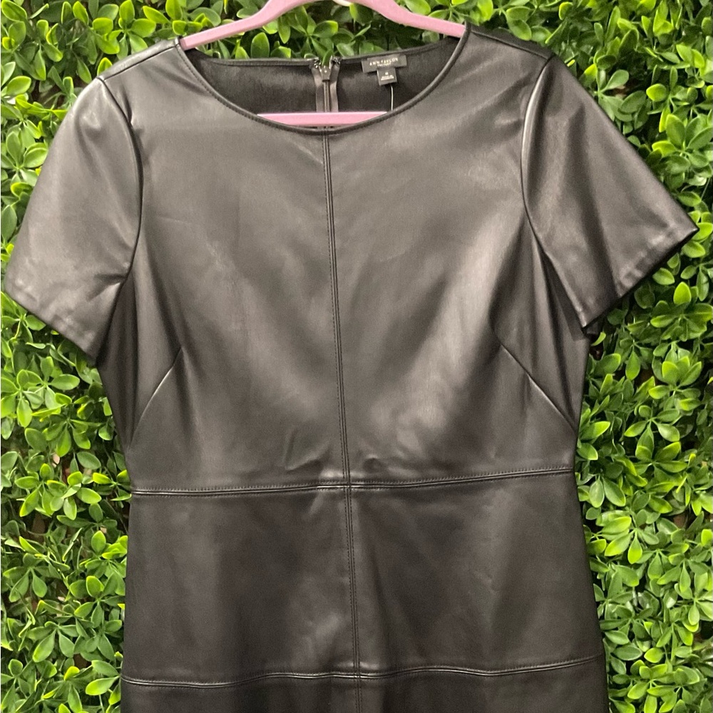 Elegant Ann Taylor Black Leather Dress